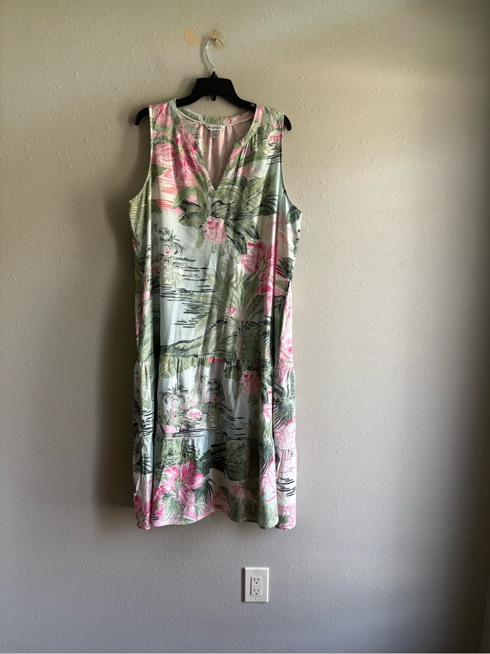 Tommy Bahama Pink and Green Tropical Midi Dress